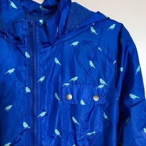 Windbreaker hooded jacket bird print and lined